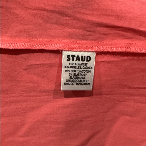 NWOT Staud Elio Puff-Sleeve Prairie button down midi pink dress sz 10 - Picture 7 of 8